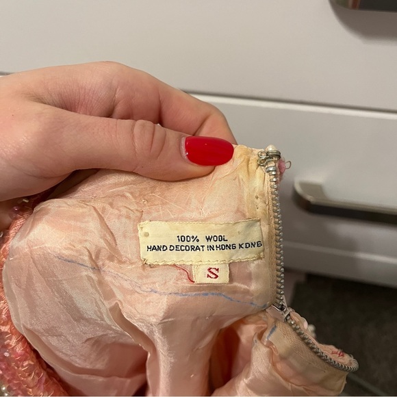 Y2K Pink Checkered Gem Blouse 100% Wool - Picture 7 of 7